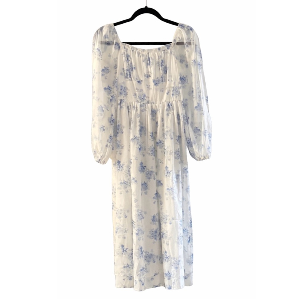 Floral Blue and White Dress